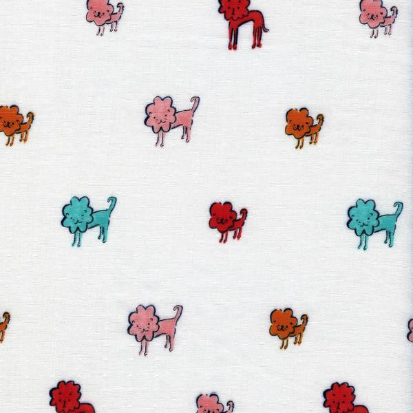 alexia abegg fabric, dog lion pink double gauze 
