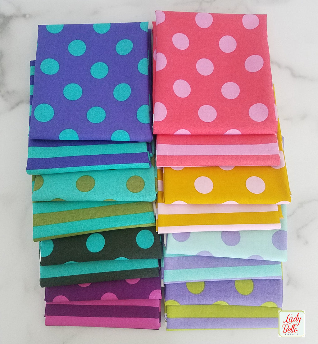 Monkey Wrench Pom Pom and Tent Stripes by Tula Pink for Free Spirit Fabrics Half Yard Bundle